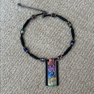 Chico’s Colorful Beaded Necklace with Artistic Pendant